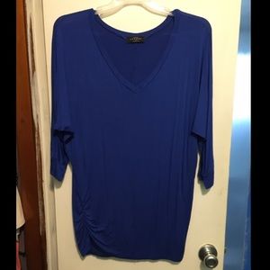 Dolman Sleeve Blue V Neck